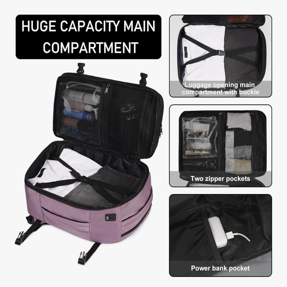 ECOHUB 17" Travel Backpack Carry On Bag Pink TSA Approved Water Resistant NWOT - Picture 3 of 13